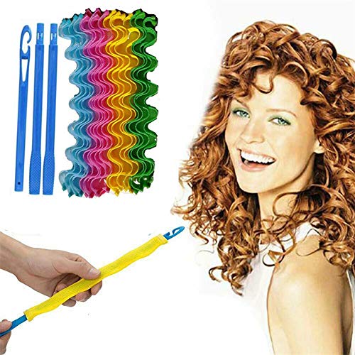 Hair Rollers,18pcs Hot New DIY Curl Formers Water Ripple Hair Divider Magic Hair Curlers Curl Formers Spiral Ringlets Leverage Rollers
