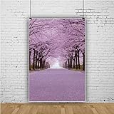 Qinunipoto 背景布 桜の花 花見 1.8m x 2.7m 桜 ストリート 写真背景 ピンク 桜花の木 花 大通り 写真の背景 子供撮影 配信/動画/会議背景布 SNS写真 背景 結婚式 休日 パーティーの装飾 肖像画 ビニール
