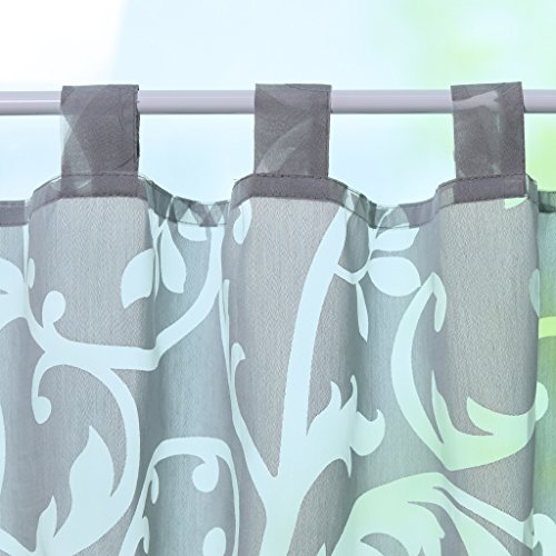 Joyswahl Net Curtain, Voile Bistro Curtains with Loops, Elisabeth Short Curtain, H x W 45 x 90 cm, Grey, Pack of 1 - Image 2