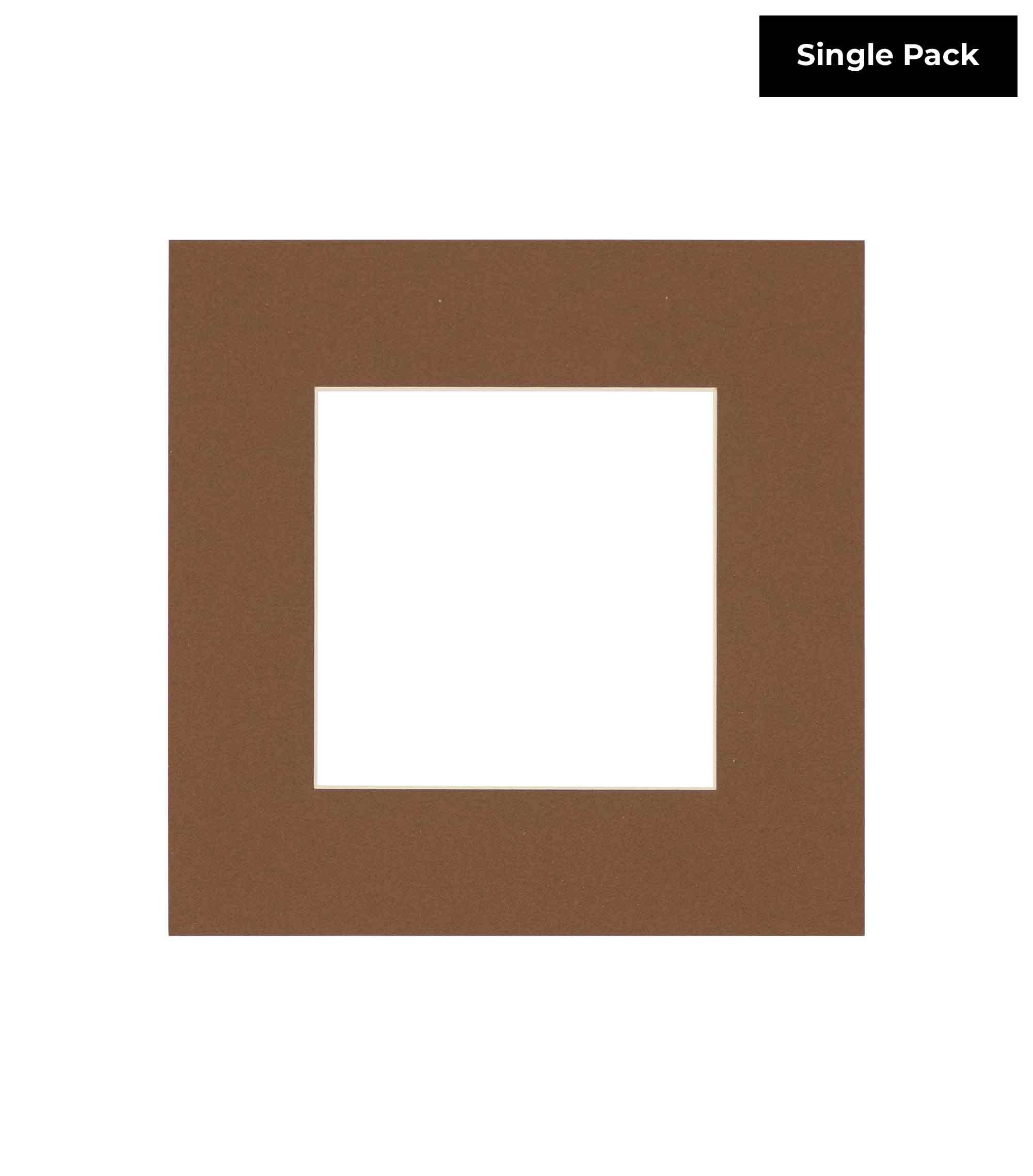 20x20 Mat Bevel Cut for 16x16 Photos - Acid Free Aged Oak Brown Precut Matboard With Backing Board and Crystal Clear, Self Seal Photo Mat Bag - For Pictures, Photos, Framing - 4-ply Thickness