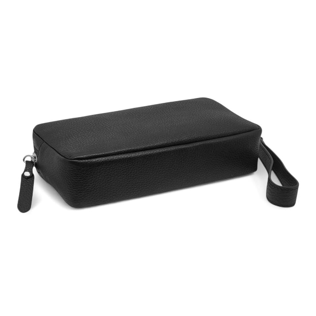 FAST WORLD SHOPPING Bolso de muñeca de piel auténtica, bolso de hombre con asa extraíble, riñonera de mano fabricada en Italia, bolsa con asa bajo los brazos, oficina, viaje casual, 22 x 12 x 5 cm