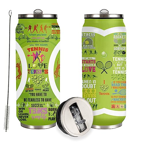 JDEIFKF Vaso de tenis con tapa, regalo de cumpleaños para amantes del tenis, taza de café al vacío de acero inoxidable, regalo de tenis para mujeres y hombres, 17 onzas