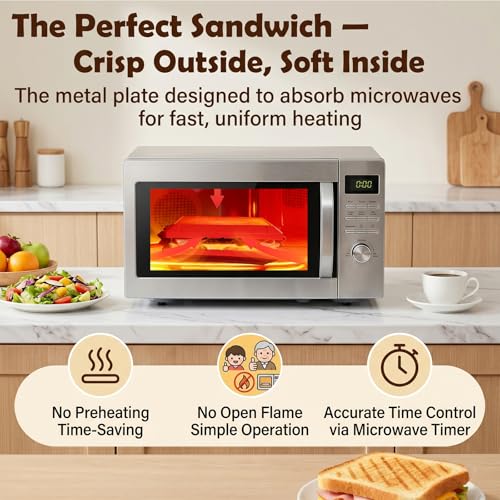 Image of Microwave Sandwich Maker, Microwave Toaster with Adjustable Silicone Strap, Removable Non-Stick Microwave Grilled Cheese Maker, Microwave Grill Crispy, Melted in Minutes for Travel, Office, Dorm, Home
