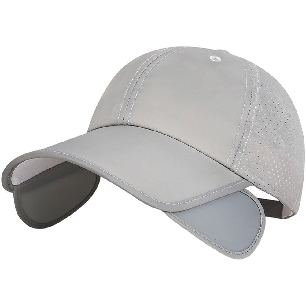 Sslvya Summer Baseball Cap with Retractable Visor Widened Brim Sports Hat for Travel Hiking Golf Running Camping Fishing