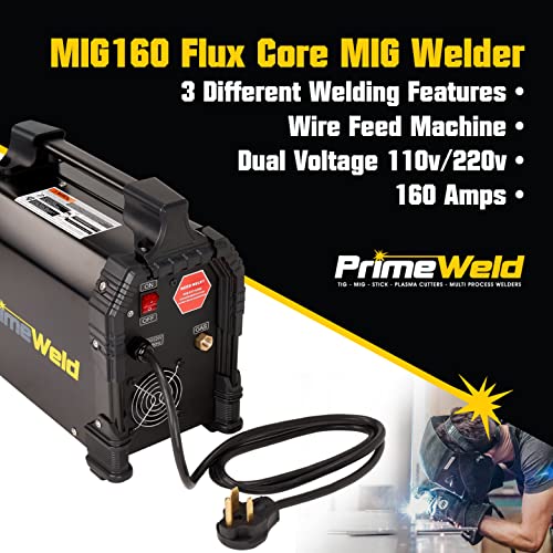 Image of PrimeWeld MIG160 Mig Welder, 160-Amp Gasless Flux Core Welding Machine With Dual Voltage 220v, 110v