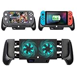 6000mAh Battery Charger Case for Nintendo Switch/Switch Lite, Portable Charger Shell Protective Case Stretchable Grip, Double Cooling Fans, Quick Charging Cooling Controller with Kickstand (Black)