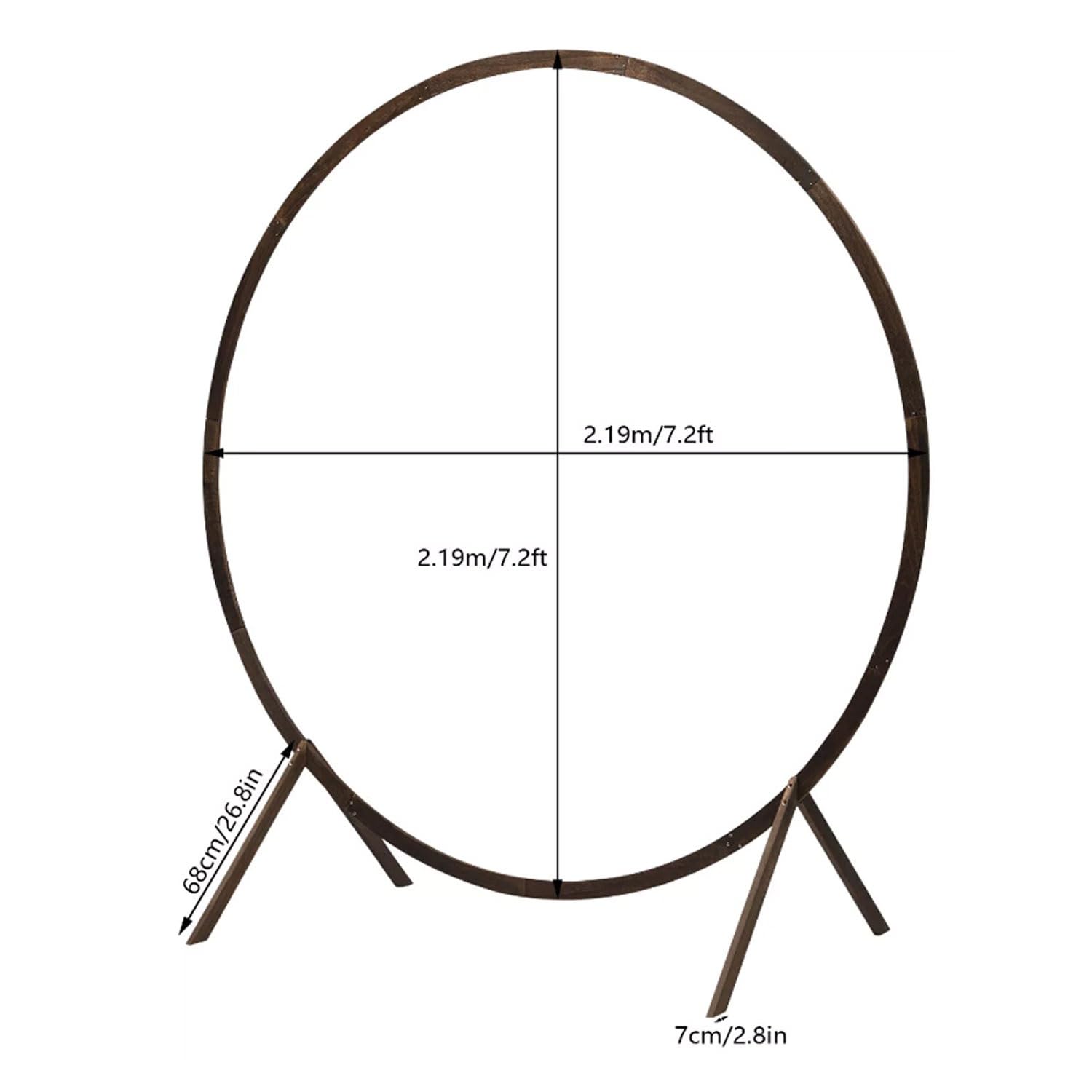 2,2 m runder Hochzeitsbogen aus Holz, Blumenballon-Bogenständer, Gartenlauben-Spalier für Kletterpflanzen, Blumenballon, Boho-Dekor für drinnen und draußen, runder Bogen-Hintergrun