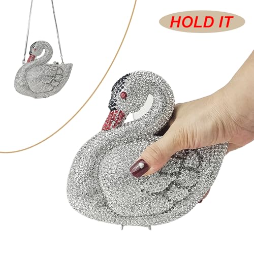 Image of Elegant Swan Evening Purse Animal Crystal Clutch Women Minaudiere Handbag Party Luxury Rhinestone Bag | Animal Crystal