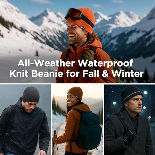 Image of Oversized L /XL /XXL DryKnit Waterproof Merino Wool Blend Beanie Fleece Lined Knit Hat for All-Weather Winter