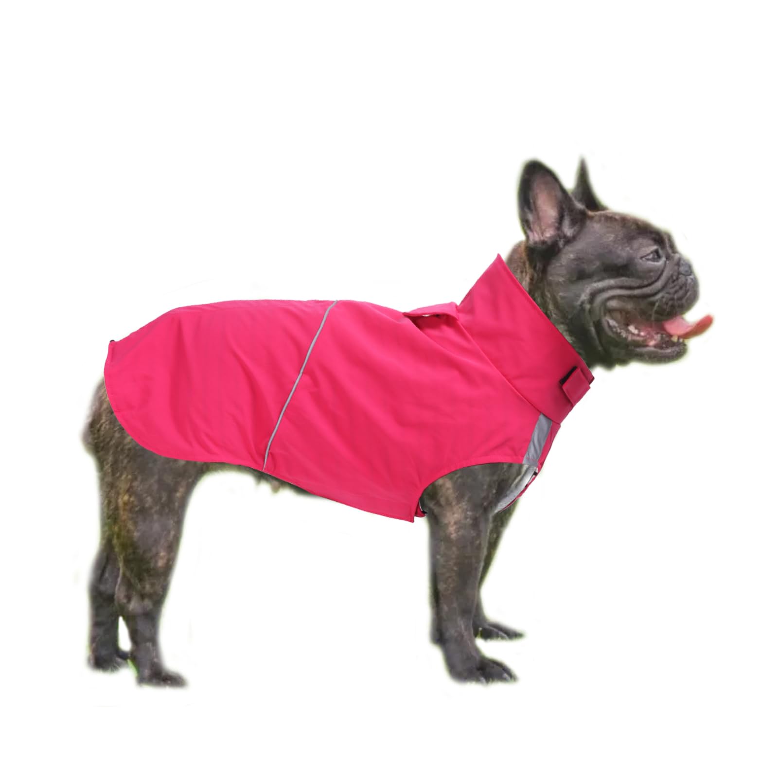 Dog raincoat rain jacket poncho great for dog french english bulldog pug terrier pet waterproof coat with reflective stripe underbelly protection Pink M