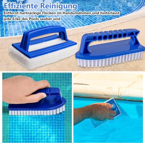 Pool Schwamm Bürsten,Forreen 4 Stück Poolreinigung Handschrubber Kunststoff Schwimmbad Bürste Wiederverwendbar Pool Handbürsten mit Griff zum Reinigen von Schmutz und Moos – Bild 6