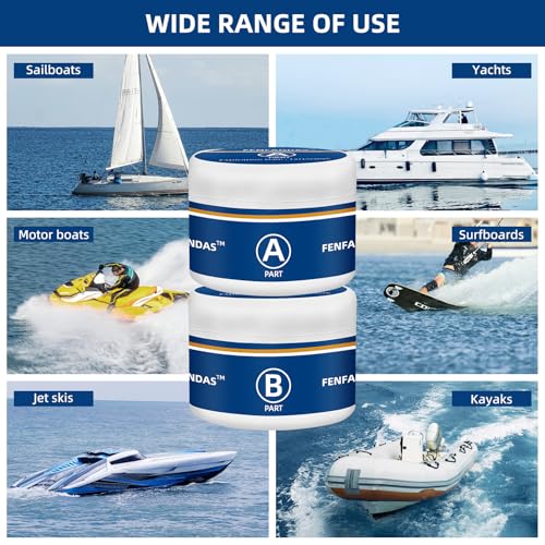 FENFANDAS Fiberglass Boat Repair Kit (Color Match), Gel Coat Repair Kit for Boats, Marine Fiberglass Repair Kit for Boats, Epoxy Filler for Boats, Fiberglass Repair Kit Fix Holes Chips Pits Cracks