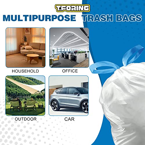 T.Foring 8 Gallon Trash Bags Drawstring 1.2 Mil - 100 Count White Medium Garbage Bags Unscented thumb #5
