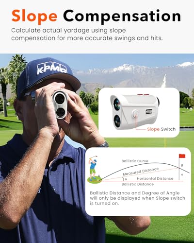 Golf Rangefinder with Slope &#8211; 1200 Yard Laser Range Finder for Golfing &#038; Hunting, High-Precision Flag Locking Vibration, 7X Magnification, USB-C Rechargeable, Built-in Magnetic Strip