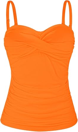 Ocean Blues Womens Strapless Bandeau Swimsuit Top Ruched Tummy Control Tankini Top Only