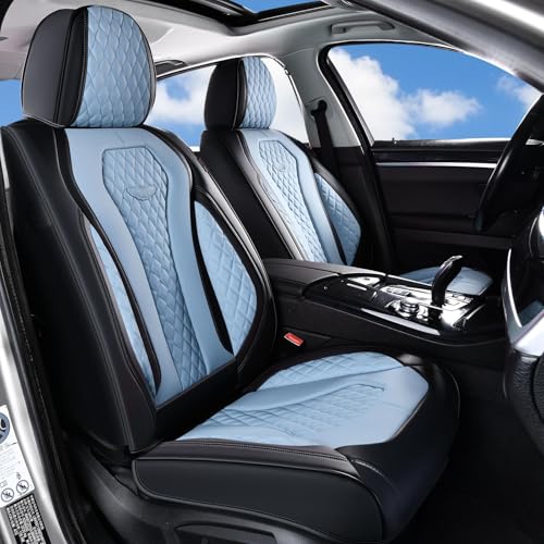 Coverado Car Seat Covers Seat Covers Front Seats Blue Car Seat Cover Waterproof Car Seat Covers Car Seat Cushion Front Leather Seat Protector Fit for Most Cars