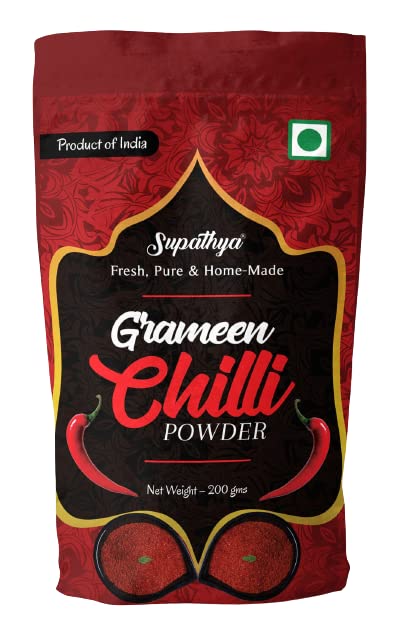 Supathya Premium Red Chilli Powder - Intense Heat and Rich Flavour for Spicy Culinary Delights"| Dried Mirchi Powder | Homemade Mirch Powder for Cooking | 200 g (B0BXFJT7F2) Amazon Price History, Amazon Price Tracker