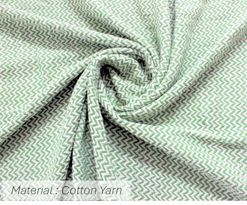 Image of Chevron 78x60 Inch Reversible Cotton Throw Blanket with Tassels| Blanket for Living Room, Sofa, Bed, Chair, Picnic & Used for Gift | Green Narrow Chevron, Size - 200x150 Cm