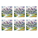 Oberbayern Berge und See 6er Set Untersetzer aus Holz - Wo Alpen und Seen Sich treffen Holz-Untersetzer mit bayerischen Motiven als Bayerisches Deko-Highlight