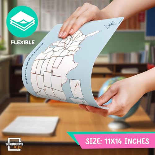 Scribbledo US MAP SHEETS Map Practice Sheets 11 Inchx14 Inch Map Of The United States Dry Erase Sheets Homeschool Supplies United States Map Teacher Students Classroom Pack Of 10 Sheets thumb #6
