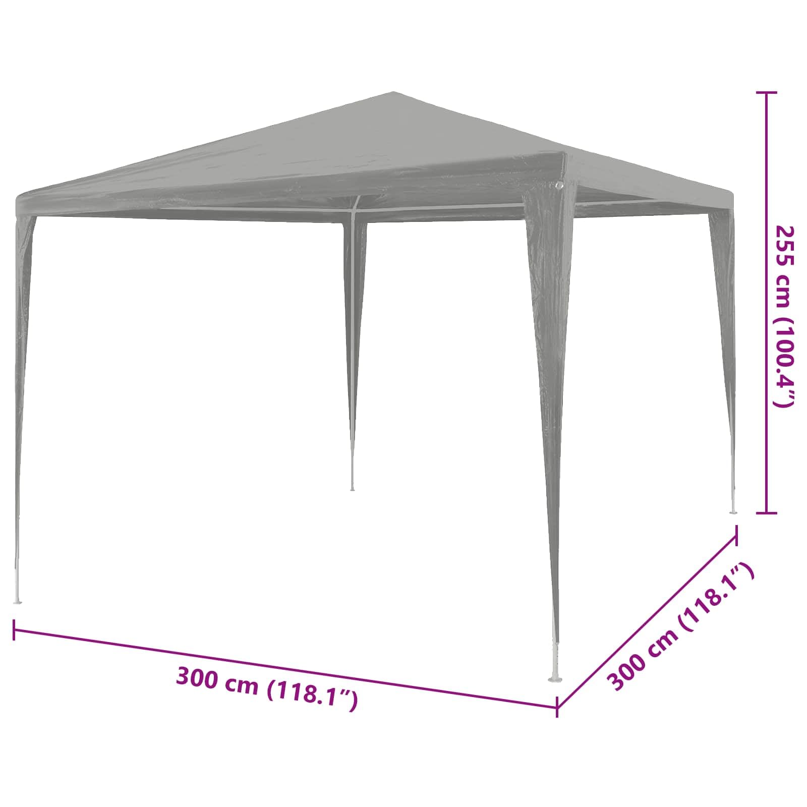 Tenda per feste, grigio chiaro, 300 x 300 x 255 cm, in PE e acciaio, pieghevole, tenda da giardino per eventi, protezione solare in giardino in estate