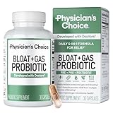 Physician's CHOICE Bloat & Gas Probiotic 5-in-1 Proactive Support + Daily Relief - Digestion & Gut Health- Herbals, Digestive Enzymes, Post & Prebiotics - Gas Relief for Adults - Women & Men - 30ct