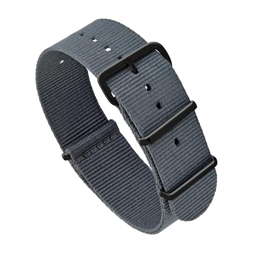Correa de reloj gris nailon 20mm y 22mm con hebilla de acero negra