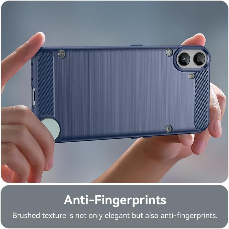 Image of NPRC Hybrid Ultra Slim Protective Case TPU Non-Slip Carbon Fiber Texture Shockproof Case Cover for CMF Phone 1 - Blue