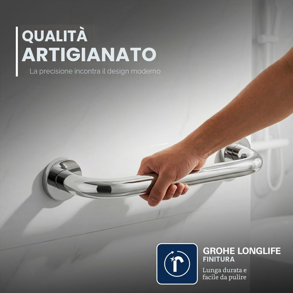 Grohe 40421001 Maniglione Vasca, Cromo, 349 Mm (Passo 295 Mm)