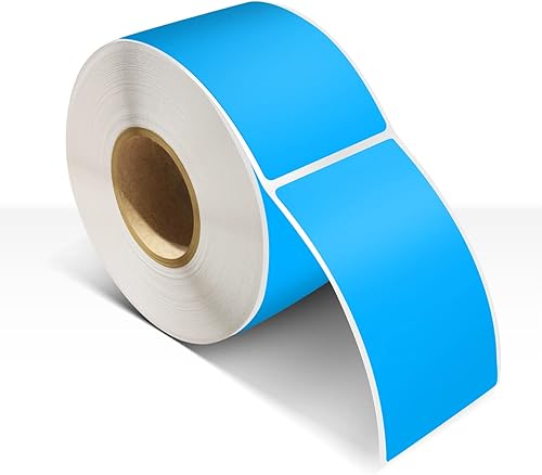 Etiquetas adhesivas rectangulares de vinilo de 3 x 5 pulgadas, etiquetas de nombre de codificación de colores, rollo extraíble, 200 unidades, azul