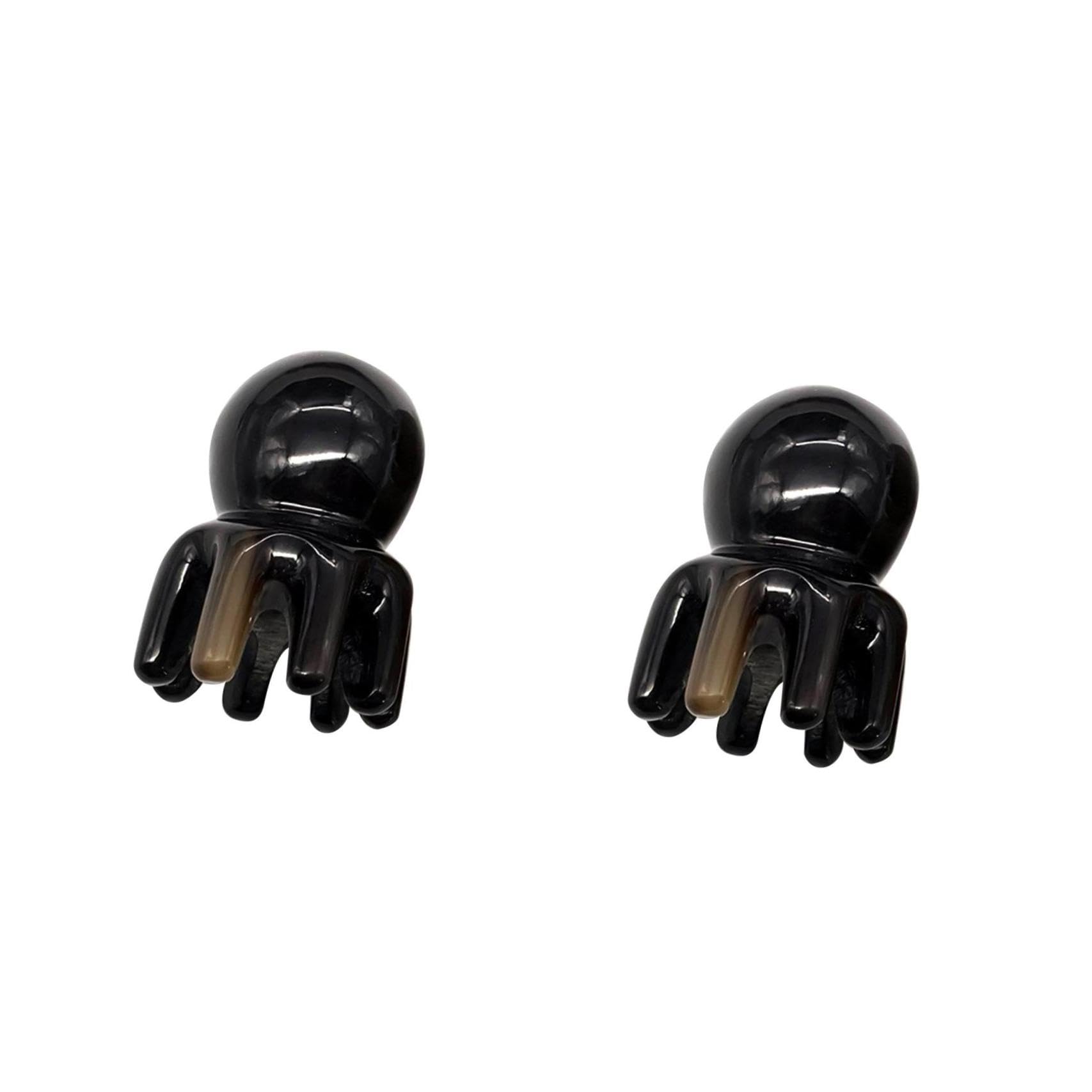 2pièces Peigne De Massage Corne De Yak Peigne Anti-statique Naturel Pour Soins Capillaires Noir Stimule Circulation Sanguine Et Soulage Les Tensions Cérébrales