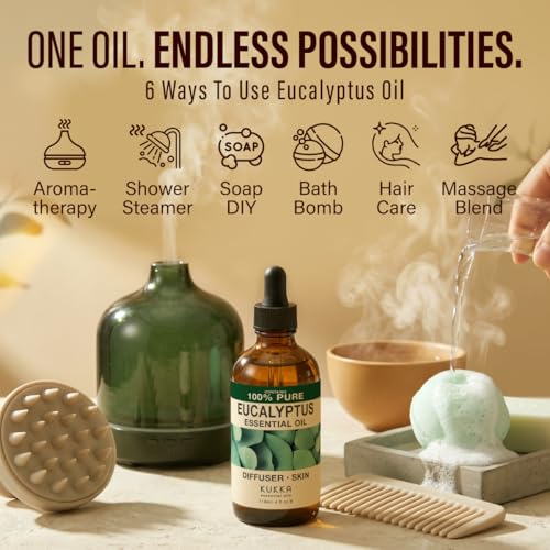 Image of 100% Pure Eucalyptus Oil - 4 Fl Oz Eucalyptus Essential Oil for Hair, Skin, Diffuser, Aromatherapy & DIY Soap Making Scent