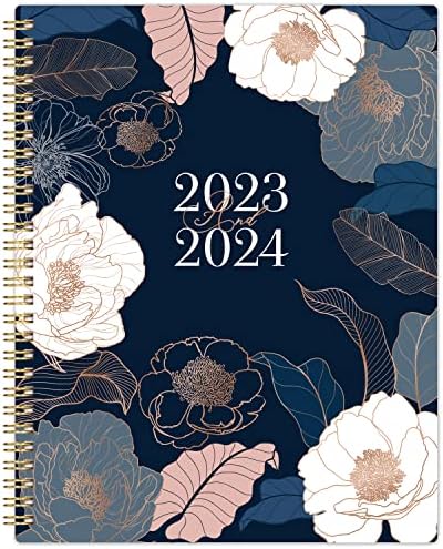 Academic Planner/Calendar - Jul.2023 - Jun.2024, Weekly and Monthly, 8" x 10", Marked Tabs, Flexible Cover, Thick Paper, Perfect for Life Organizing - Engraved Art Floral
