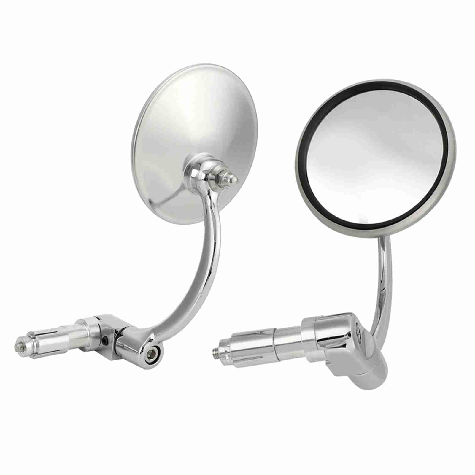 Changor 1 para motocyklowe lusterko wsteczne vintage okrągłe lusterko wsteczne średnica 10 cm srebrny motocykl zmodyfikowane wyścigi wsteczne lusterko boczne pasuje do motocykla z drążkiem 7/8" (22 mm)