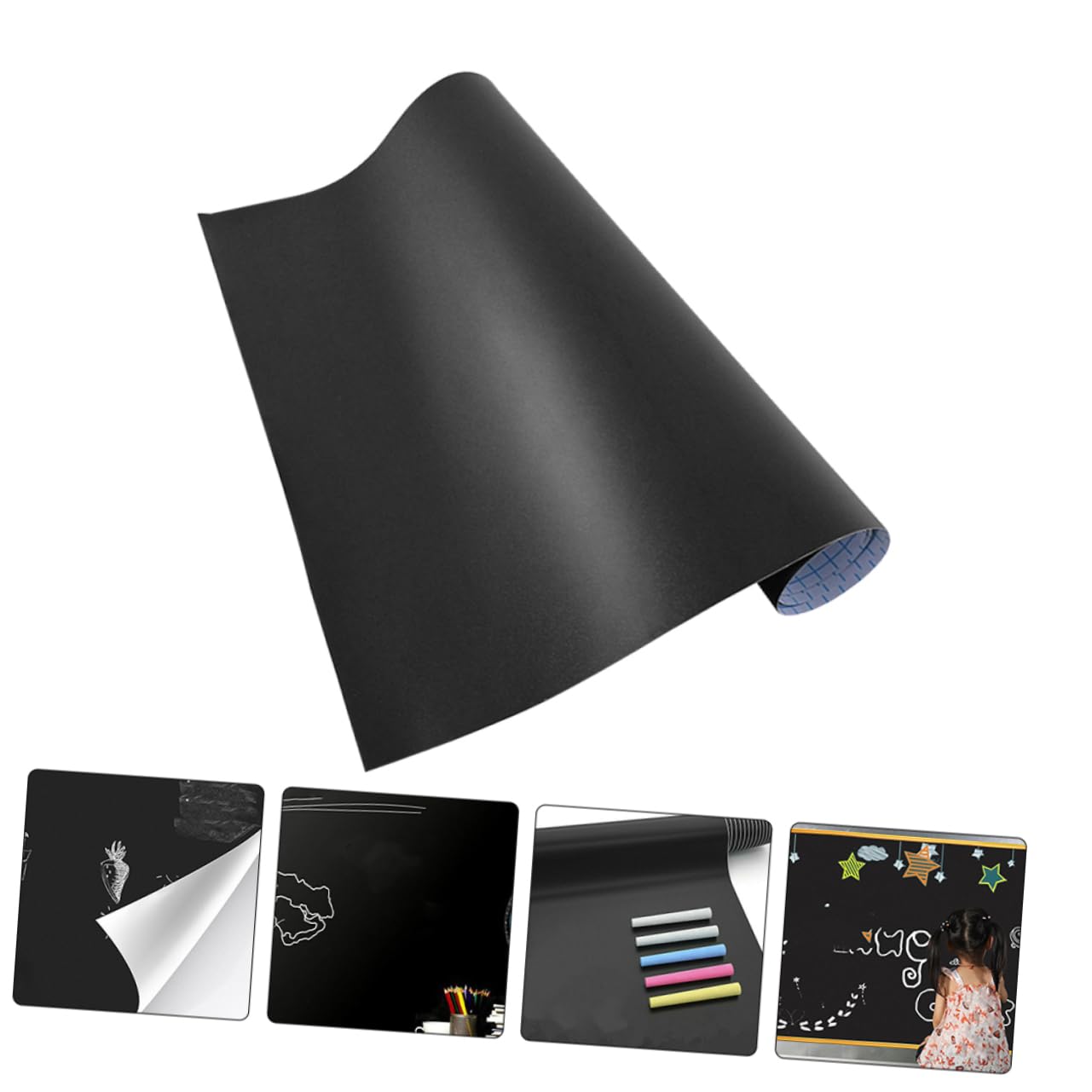 3 Stück Selbstklebende Kreidetafel Aufkleber aus Pvc Schwarz | 45 X 200cm, Abwischbar zum Schreiben und Zeichnen, für Geburtstage und Feiertage