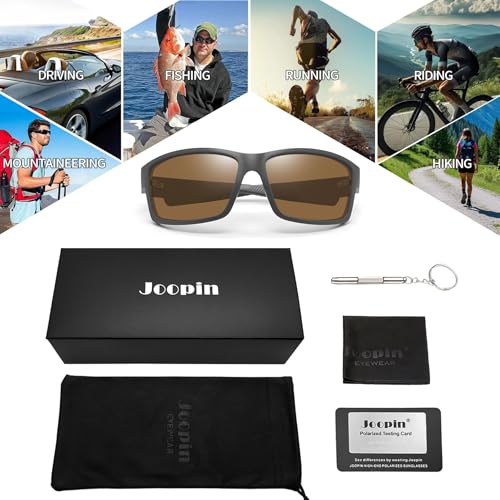Image of Joopin Rectangle Sports Sunglasses Polarized UV Protection Shades for Men | Wrap Around Sun Glasses, Trendy Plastic Frame, TAC Lens, Safety, Driving, Running, Fishing, Cycling, Hiking