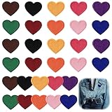 30 peças de adesivos de coração de ferro, adesivos de ferro no coração, costura em apliques bordados para roupas, jeans, suéteres, saias, chapéus, mochila, acessórios DIY (10 cores)
