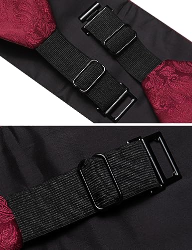 Image of Barry.Wang Men Silk Paisley Cummerbund and Pre-tied Bowtie Handkerchief Cufflink Set for Tuxedo