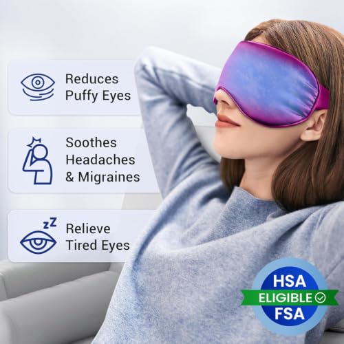Image of Cooling Eye Mask for Puffy Eyes: Fsa Eligible ltems Hsa, Migraines Headache Fast Relief After Surgery Care Cold Compress, Reusable Face Ice Pack Gel for Dark Circles, Gentle Weighted Sleep Mask Purple