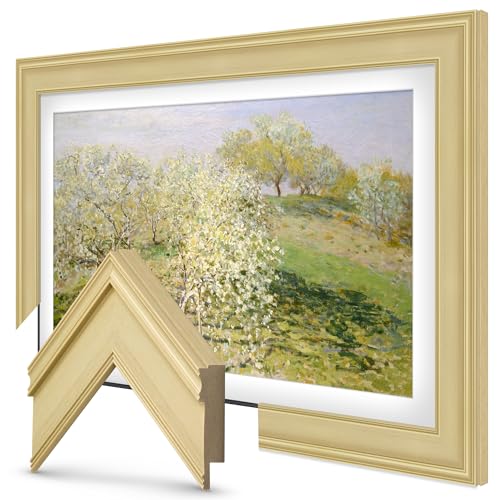 Deco TV Frames - Marco inteligente blanco antiguo compatible solo con Samsung The Frame TV (50 pulgadas, compatible con Frame TV 2021-2025)