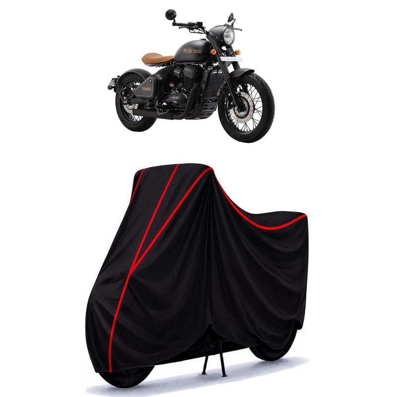 Image of Jawa Perak Standard Water Resistant Bike Cover for All Motorcycles & Rain | Heavy Duty Taffeta Fabric | UV Protection, Dustproof, Scratchproof | All Weather Two Wheeler Body Cover with Elastic Bottom