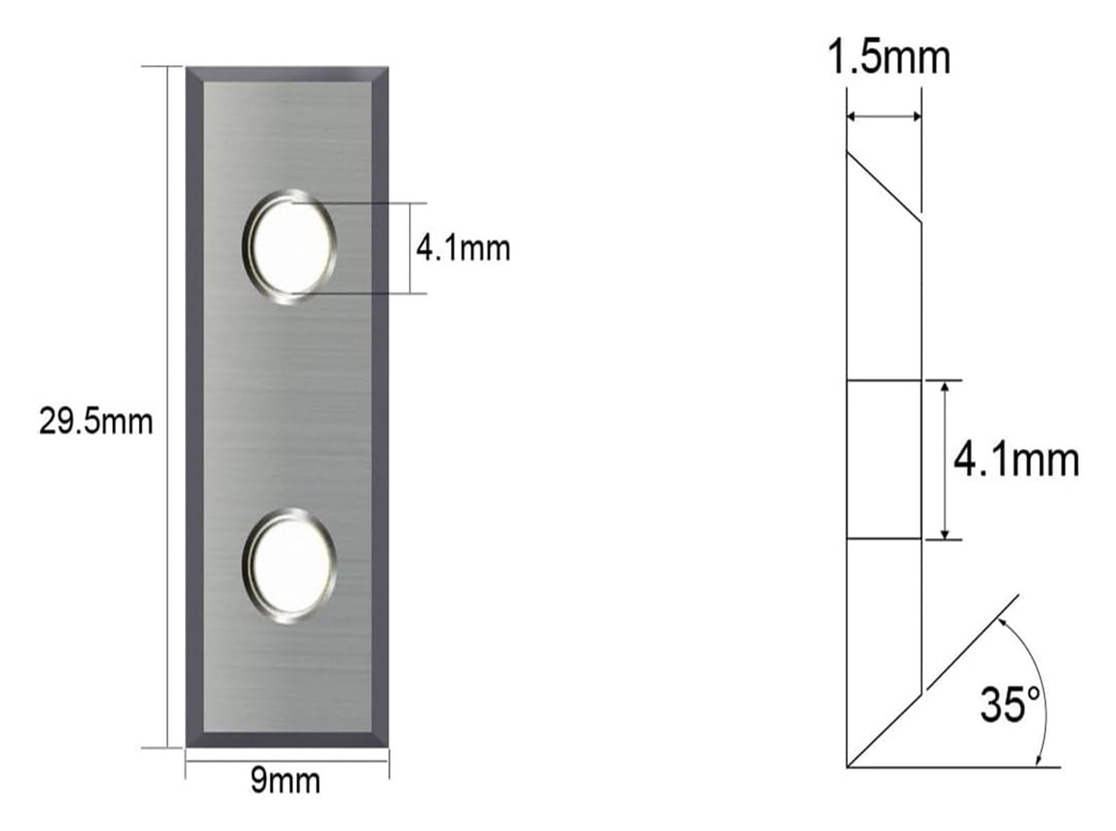 Narzędzia skrawające – płytki do strugów Wkładki węglikowe 29,5 x 9 x 1,5 mm 4 krawędzie Dwustronne 10 szt. Do strugarki śrubowej do rowków