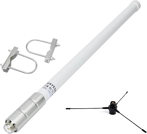 Antena de fibra de vidrio UHF/VHF 136-174/400-470MHZ con kit de plano de tierra
