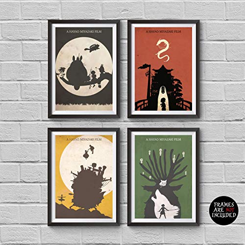 Buy Hayao Miyazaki Minimalist Set 4 My Neighbor Totoro Spirited Away 
