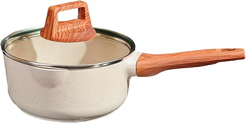 Sartén antiadherente de 2 cuartos de galón con tapa, ollas pequeñas para cocinar con boquilla de vertido, pequeña olla de inducción con asa para