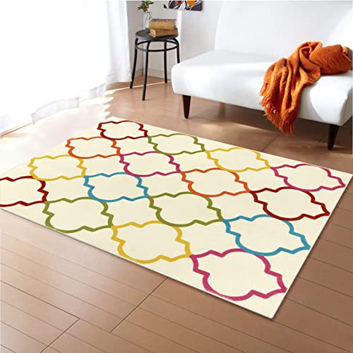 Lukinbox Colorful Runner Rug For Girls Bedroom, 3X5 Rainbow Moroccan Area Rugs For Living Room, Cute Soft Bedside Rug Modern Throw Rug Carpets For Kids Room Playroom Nursery Room Dorm Decor #TOP5