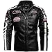 Produktbild WKNBEU Schwarze Leder-Motorradjacken für Herren für Herren Motorradrennen Reiten Bikerjacke mit Biker-Kragen und wasserdichtem Mantel mit Mehreren Taschen(Color:Black,Size:XL)
