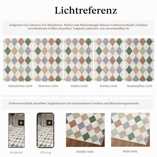 PureCozy Teppich 120x170cm Mehrfarbig Waschbar Moderne Kariert – Ansicht 2