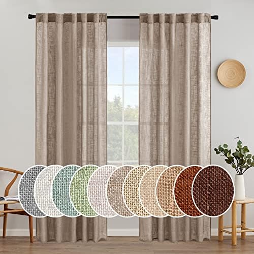 MIULEE Taupe Linen Curtains 84 In...