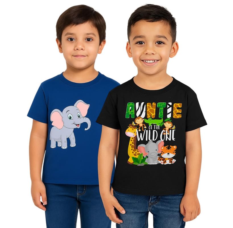 Image of Trendy Printed Cotton Blend Half Sleeve T-Shirt for Boys - Pack of 2